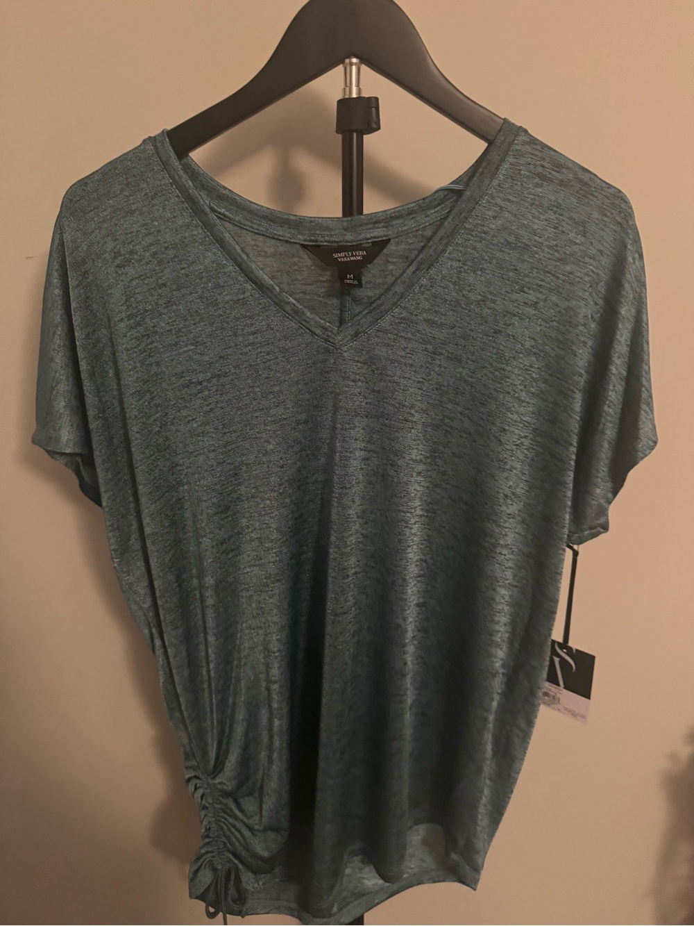 Women's V-Neck Short Sleeve Top in Teal *NWT